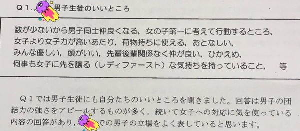 女子ばかりのハーレム学校に通う男女アンケート：コメント3