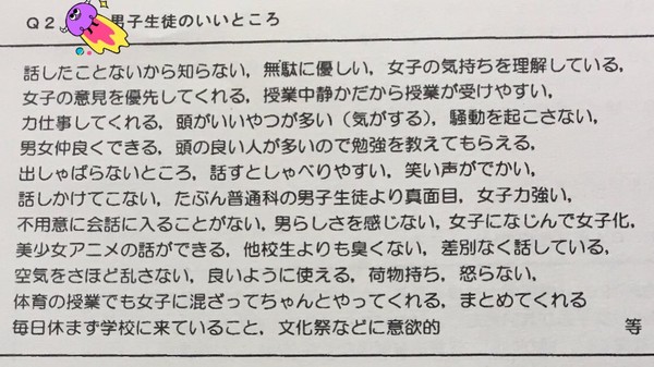 女子ばかりのハーレム学校に通う男女アンケート：コメント2