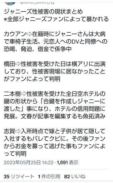 「ジャニーズ被害者の会」結成へ…：コメント27